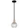 Arcadia Athens 6"W Black Brass Stem Pendant w/ Basketweave Shade
