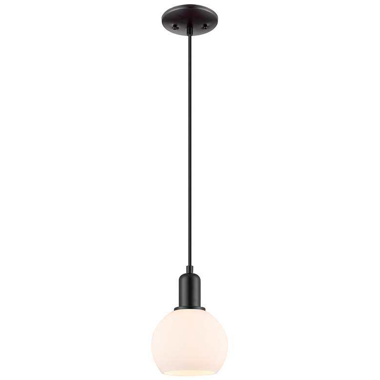 Image 1 Arcadia Athens 6"W Black Cord Hung Mini Pendant w/ Matte White Shade