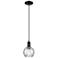 Arcadia Athens 6"W Black Cord Hung Mini Pendant w/ Water Glass Shade
