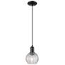 1_Arcadia Athens 6"W Black Cord Mini Pendant w/ Clear Basketweave Shade
