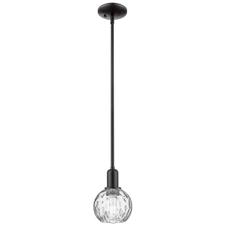 Image 1 Arcadia Athens 6"W Black Stem Hung Mini Pendant w/ Water Glass Shade