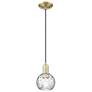 Arcadia Athens 6"W Brass Cord Hung Mini Pendant With Water Glass Shade
