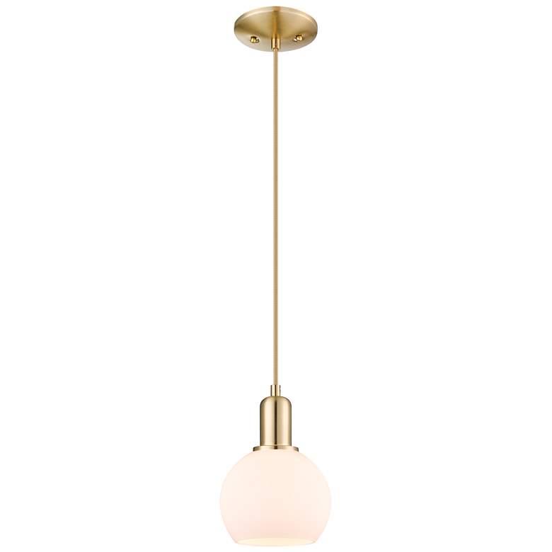 Image 1 Arcadia Athens 6"W Bronze Cord Mini Pendant w/ Matte White Shade