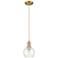 Arcadia Athens 6"W Brushed Brass Cord Hung Mini Pendant w/ Clear Shade