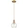Arcadia Athens 6"W Brushed Brass Cord Hung Mini Pendant w/ Seedy Shade