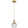 1_Arcadia Athens 6"W Brushed Brass Cord Pendant w/ Basketweave Shade
