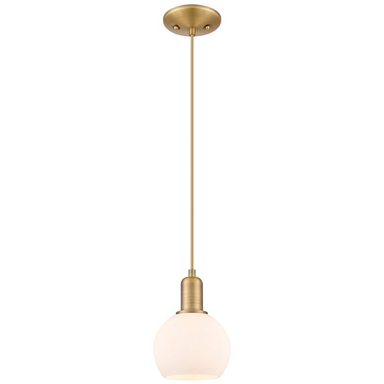 Image 1 Arcadia Athens 6"W Brushed Brass Cord Pendant w/ Matte White Shade