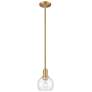 Arcadia Athens 6"W Brushed Brass Stem Hung Mini Pendant w/ Clear Shade