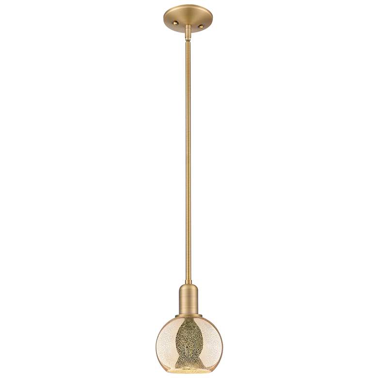 Image 1 Arcadia Athens 6"W Brushed Brass Stem Mini Pendant w/ Mercury Shade