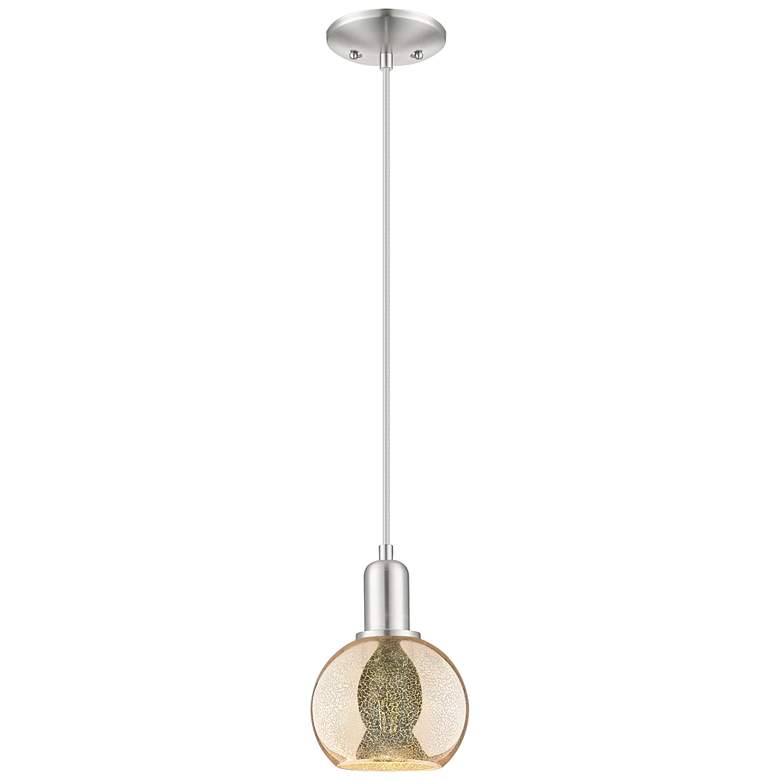Image 1 Arcadia Athens 6"W Brushed Nickel Cord Mini Pendant w/ Mercury Shade