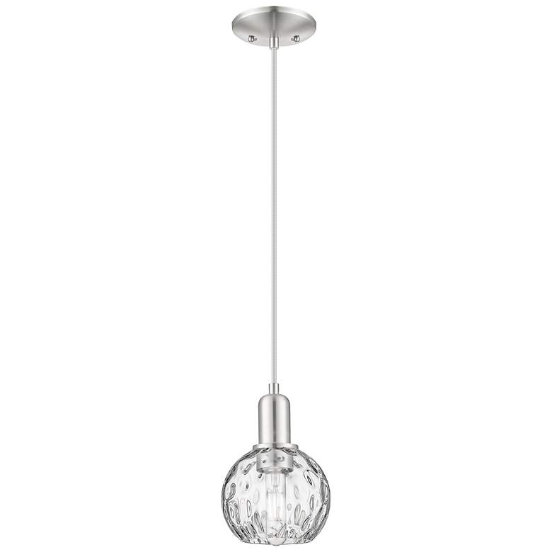 Image 1 Arcadia Athens 6"W Brushed Nickel Cord Pendant w/ Water Glass Shade