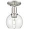 Arcadia Athens 6"W Brushed Nickel Semi.Flush Mount With Clear Shade