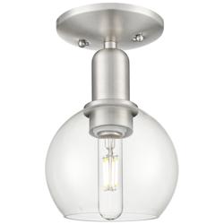 Arcadia Athens 6"W Brushed Nickel Semi.Flush Mount With Clear Shade