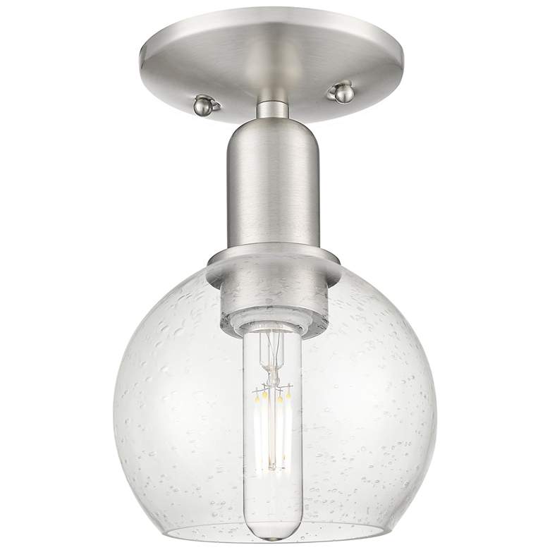 Image 1 Arcadia Athens 6"W Brushed Nickel Semi.Flush Mount With Seedy Shade
