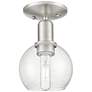 Arcadia Athens 6"W Brushed Nickel Semi.Flush Mount With Seedy Shade