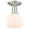 Arcadia Athens 6"W Brushed Nickel Semi-Flush w/ Matte White Shade