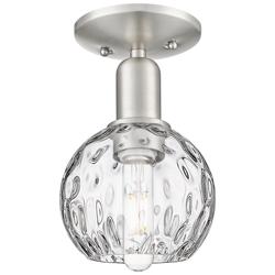 Arcadia Athens 6"W Brushed Nickel Semi-Flush w/ Water Glass Shade
