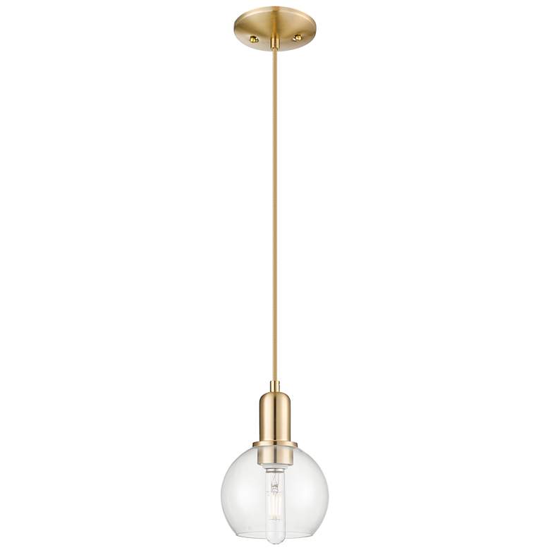 Image 1 Arcadia Athens 6"W Champagne Bronze Cord Mini Pendant w/ Clear Shade
