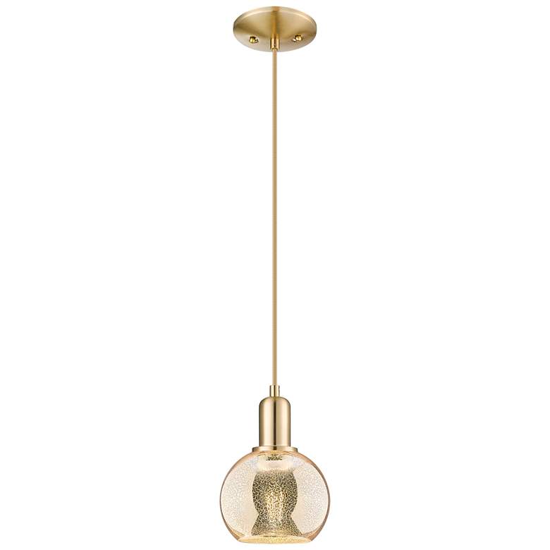 Image 1 Arcadia Athens 6"W Champagne Bronze Cord Mini Pendant w/ Mercury Shade