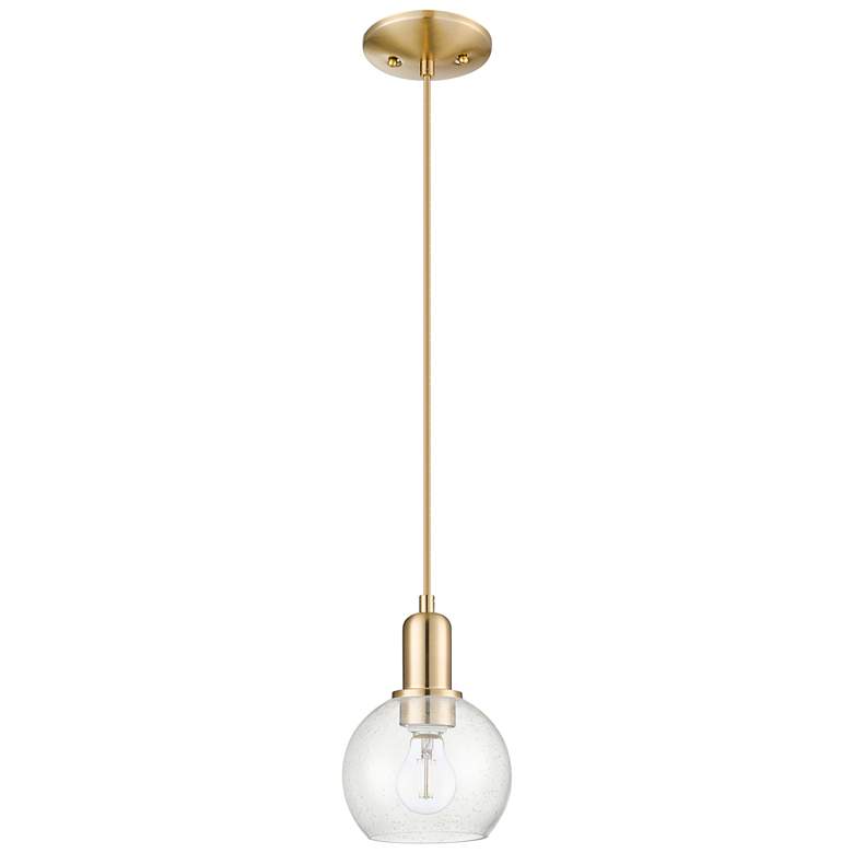 Image 1 Arcadia Athens 6"W Champagne Bronze Cord Mini Pendant w/ Seedy Shade