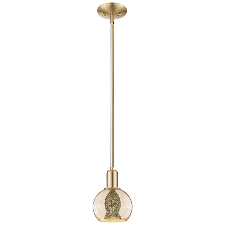 Image 1 Arcadia Athens 6"W Champagne Bronze Stem Mini Pendant w/ Mercury Shade