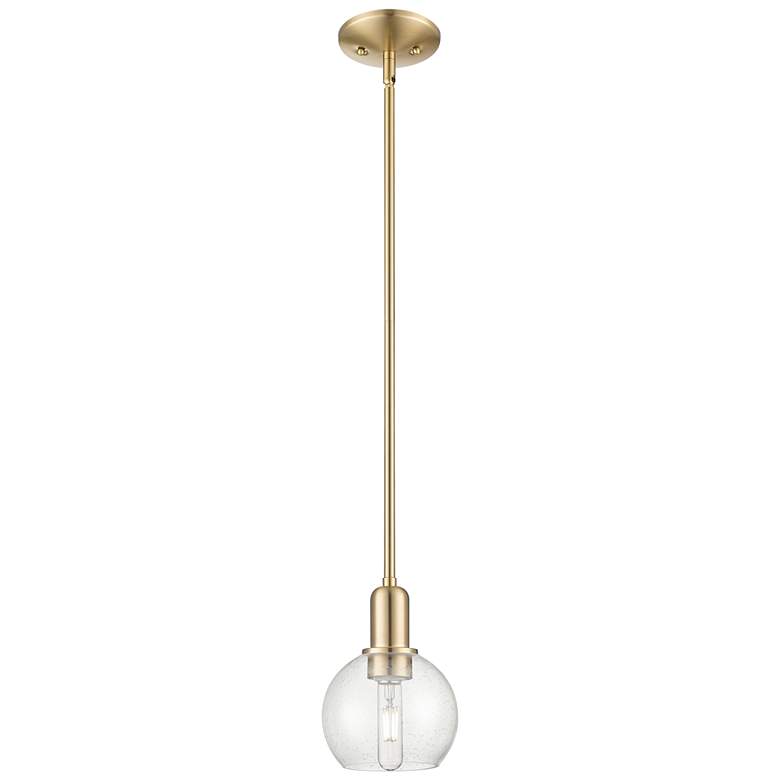 Image 1 Arcadia Athens 6"W Champagne Bronze Stem Mini Pendant w/ Seedy Shade