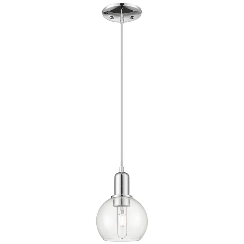 Image 1 Arcadia Athens 6"W Chrome Cord Hung Mini Pendant w/ Clear Shade