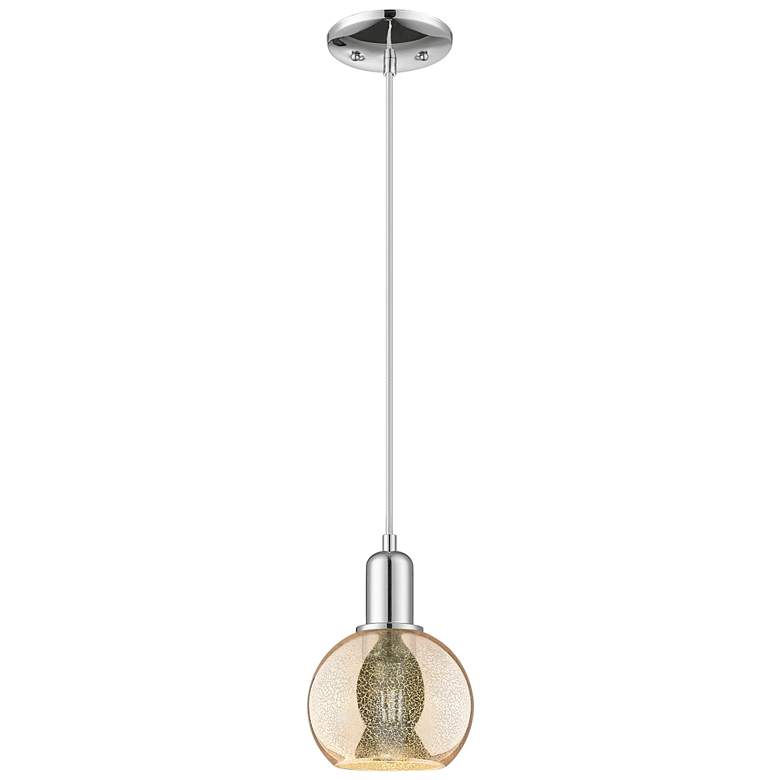 Image 1 Arcadia Athens 6"W Chrome Cord Hung Mini Pendant w/ Mercury Shade