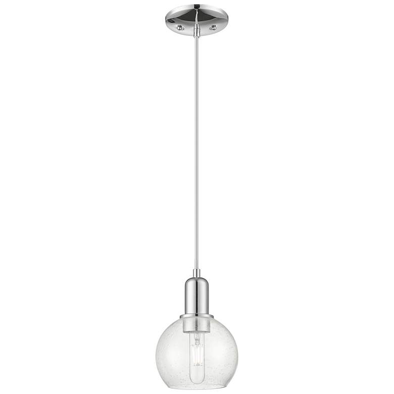 Image 1 Arcadia Athens 6"W Chrome Cord Hung Mini Pendant w/ Seedy Shade