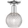 Arcadia Athens 6"W Chrome Semi.Flush Mount w/ Clear Basket Weave Shade