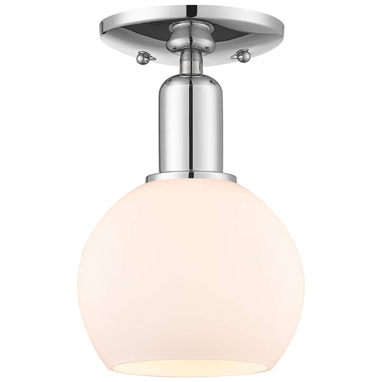 Image 1 Arcadia Athens 6"W Chrome Semi.Flush Mount w/ Matte White Shade