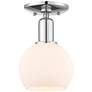Arcadia Athens 6"W Chrome Semi.Flush Mount w/ Matte White Shade
