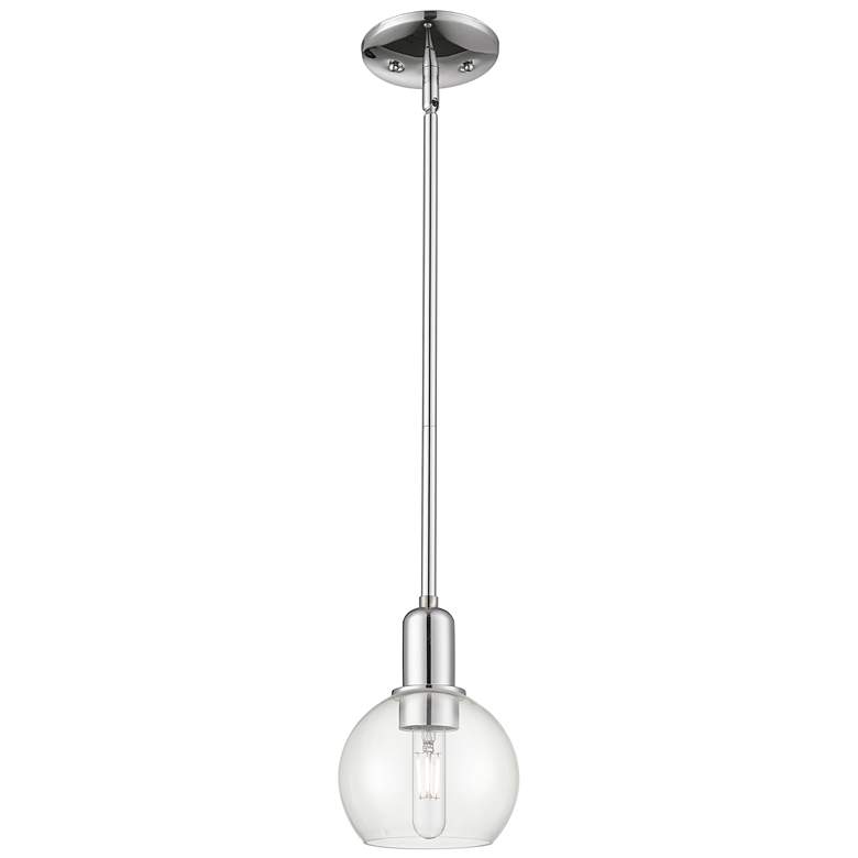 Image 1 Arcadia Athens 6"W Chrome Stem Hung Mini Pendant w/ Clear Shade