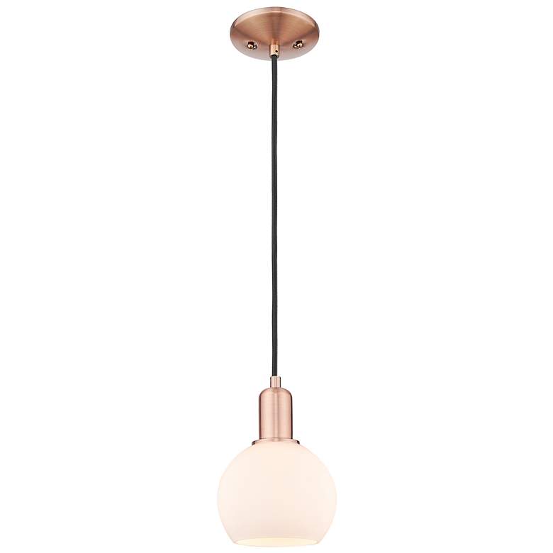 Image 1 Arcadia Athens 6"W Copper Cord Hung Mini Pendant w/ Matte White Shade