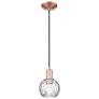 1_Arcadia Athens 6"W Copper Cord Hung Mini Pendant w/ Water Glass Shade