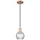 Arcadia Athens 6"W Copper Cord Hung Mini Pendant w/ Water Glass Shade