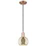 1_Arcadia Athens 6"W Copper Cord Hung Mini Pendant With Mercury Shade