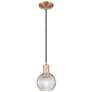 1_Arcadia Athens 6"W Copper Cord Mini Pendant w/ Clear Basketweave Shade