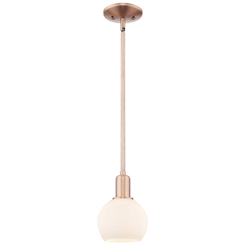 Image 1 Arcadia Athens 6"W Copper Stem Hung Mini Pendant w/ Matte White Shade