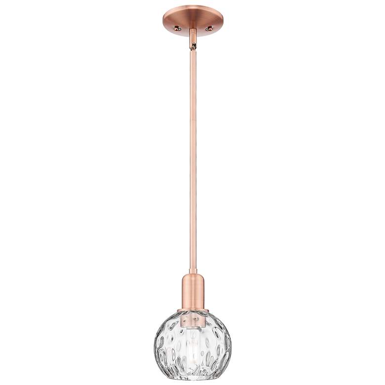 Image 1 Arcadia Athens 6"W Copper Stem Hung Mini Pendant w/ Water Glass Shade