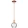 Arcadia Athens 6"W Copper Stem Hung Mini Pendant w/ Water Glass Shade