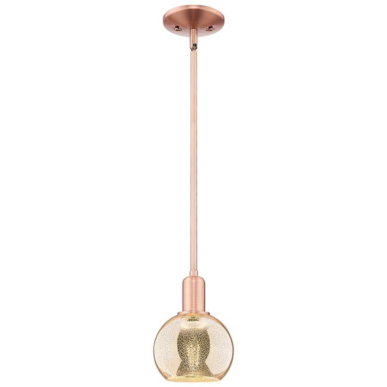 Image 1 Arcadia Athens 6"W Copper Stem Hung Mini Pendant With Mercury Shade