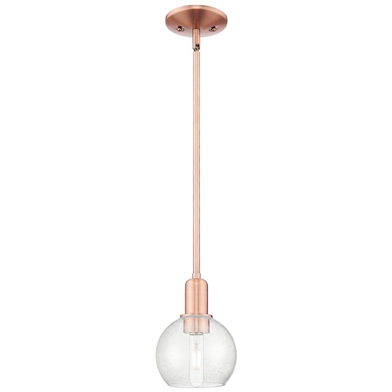 Image 1 Arcadia Athens 6"W Copper Stem Hung Mini Pendant With Seedy Shade