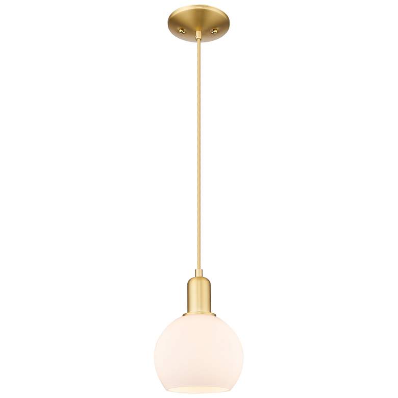 Image 1 Arcadia Athens 6"W Gold Cord Hung Mini Pendant w/ Matte White Shade
