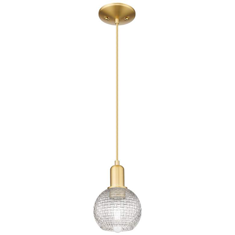Image 1 Arcadia Athens 6"W Gold Cord Mini Pendant w/ Clear Basketweave Shade