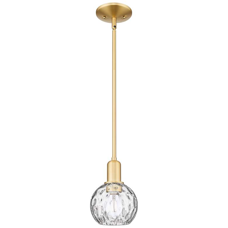 Image 1 Arcadia Athens 6"W Gold Stem Hung Mini Pendant w/ Water Glass Shade