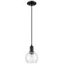 1_Arcadia Athens 6"W Matte Black Cord Hung Mini Pendant With Clear Shade