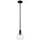 Arcadia Athens 6"W Matte Black Stem Hung Mini Pendant With Clear Shade