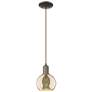 Arcadia Athens 6"W Oiled Bronze Cord Mini Pendant w/ Mercury Shade
