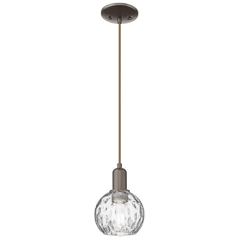 Image 1 Arcadia Athens 6"W Oiled Bronze Cord Mini Pendant w/ Water Glass Shade